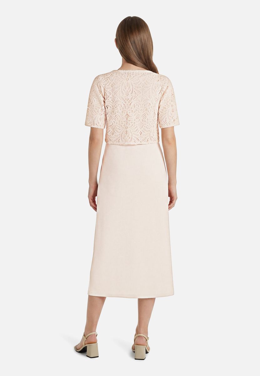 Midikleid mit Spitzen-Overlay-Optik