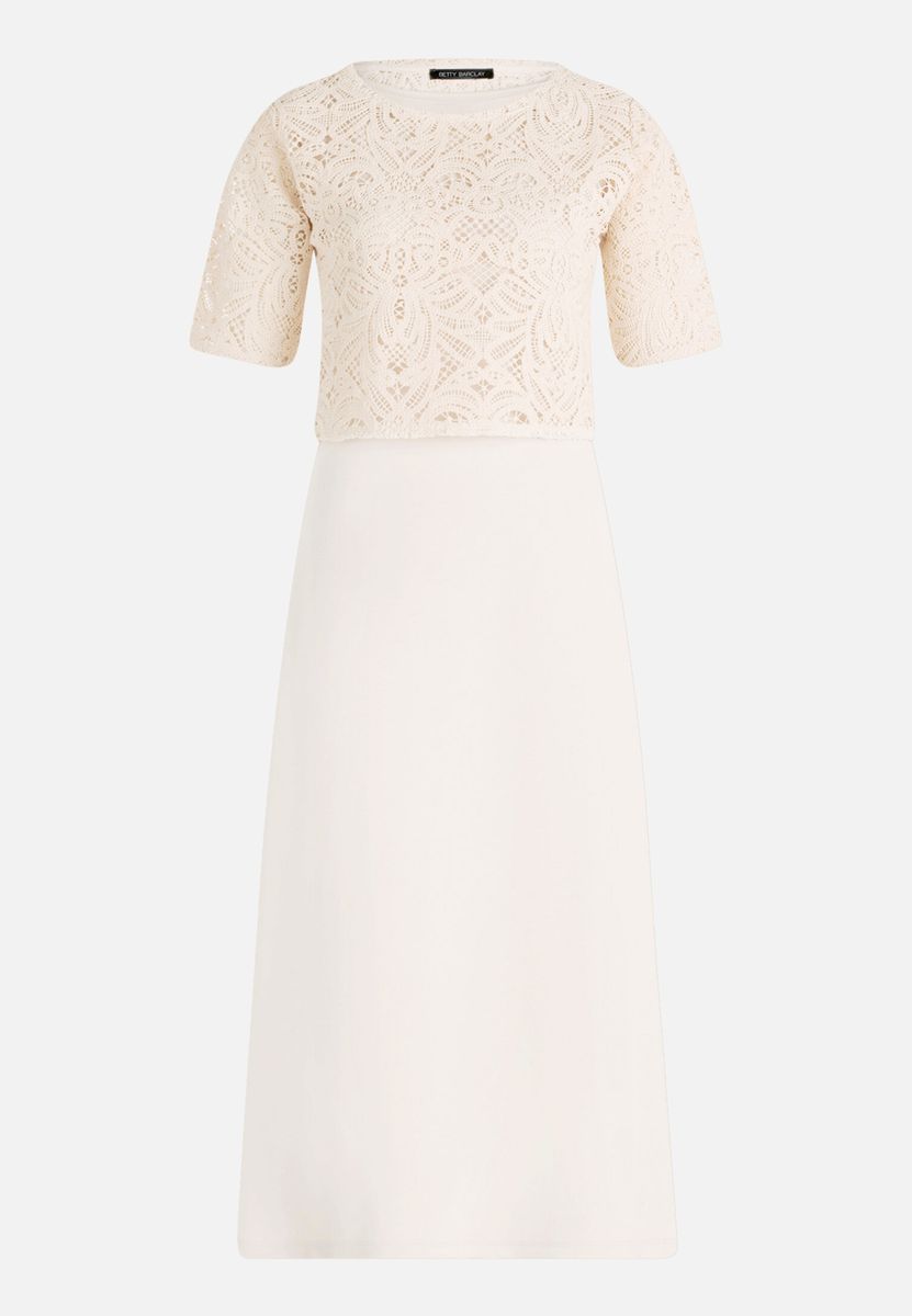 Midikleid mit Spitzen-Overlay-Optik
