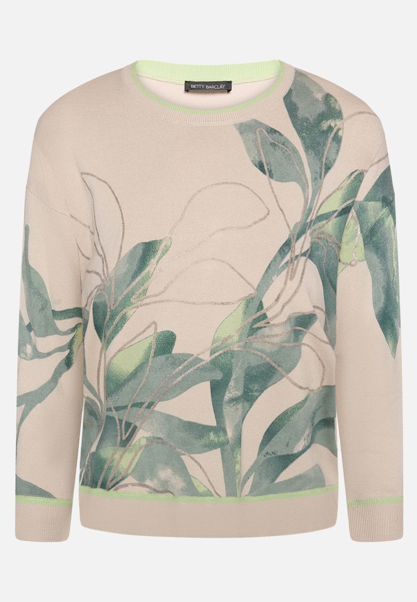 Feinstrickpullover mit botanischem Print