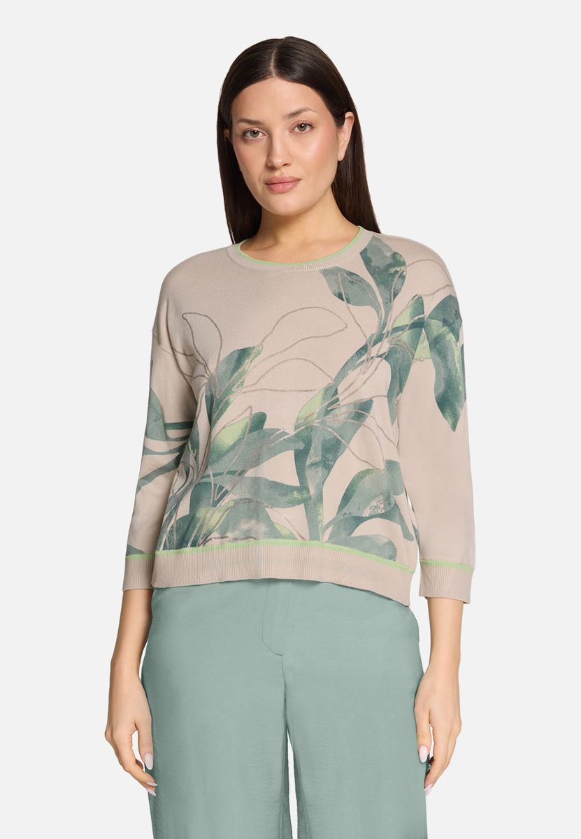 Feinstrickpullover mit botanischem Print