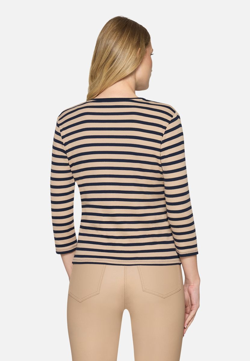 Gestreifte Ripp-Shirtjacke mit Reißverschluss