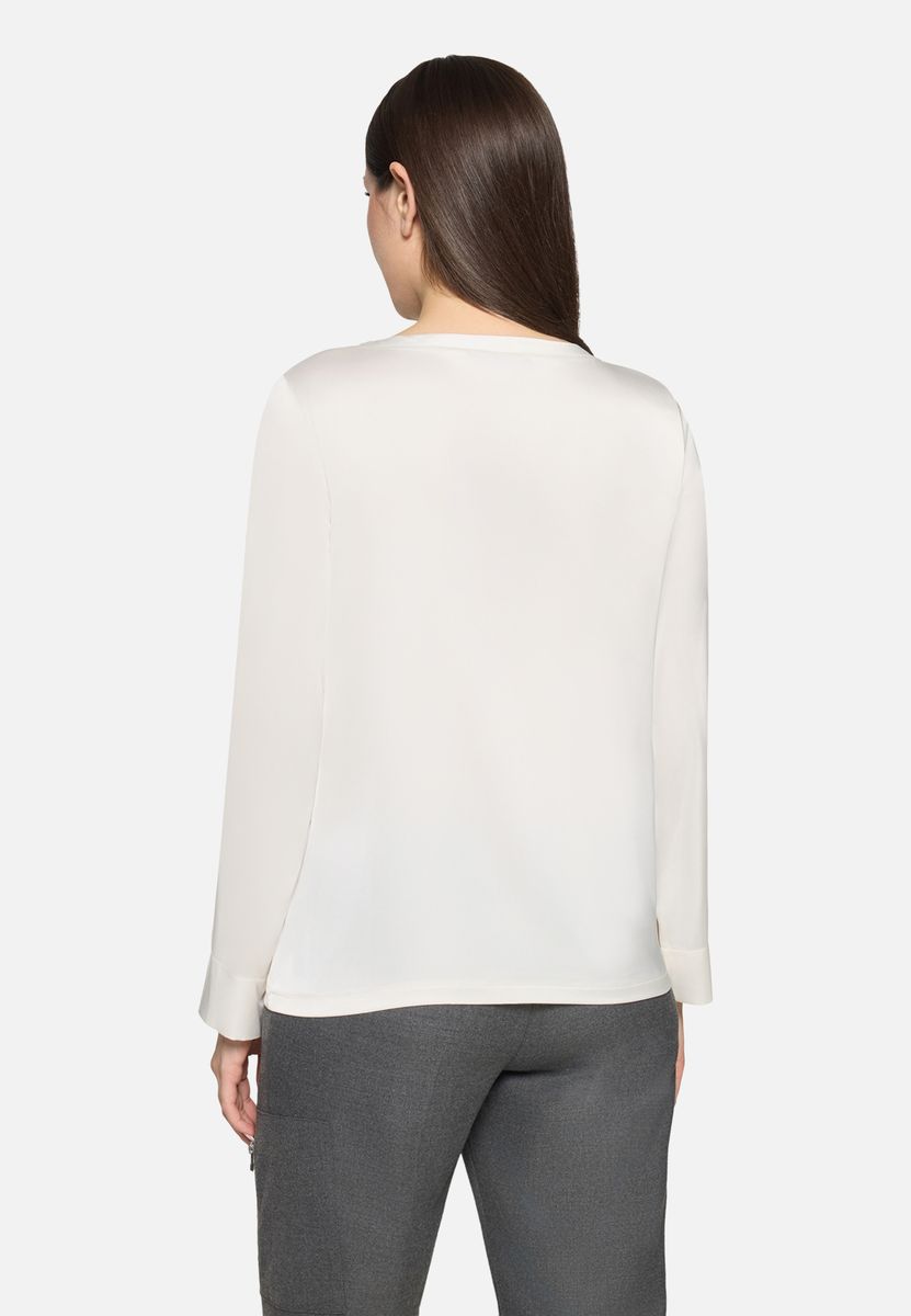 Elegante Satinbluse mit U-Boot-Ausschnitt