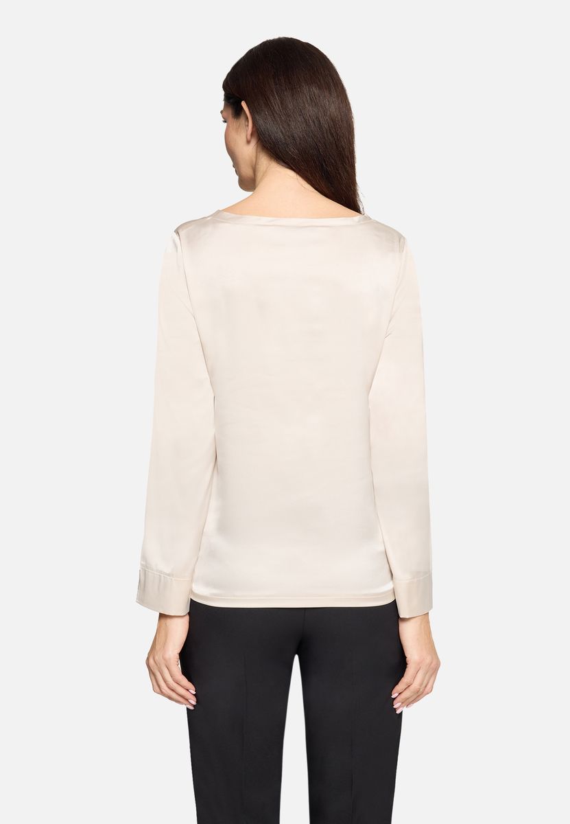 Elegante Satinbluse mit U-Boot-Ausschnitt