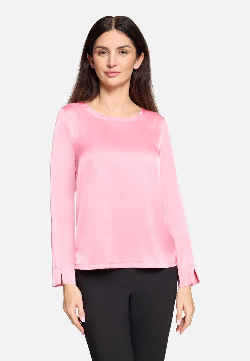 Elegante Satinbluse mit U-Boot-Ausschnitt