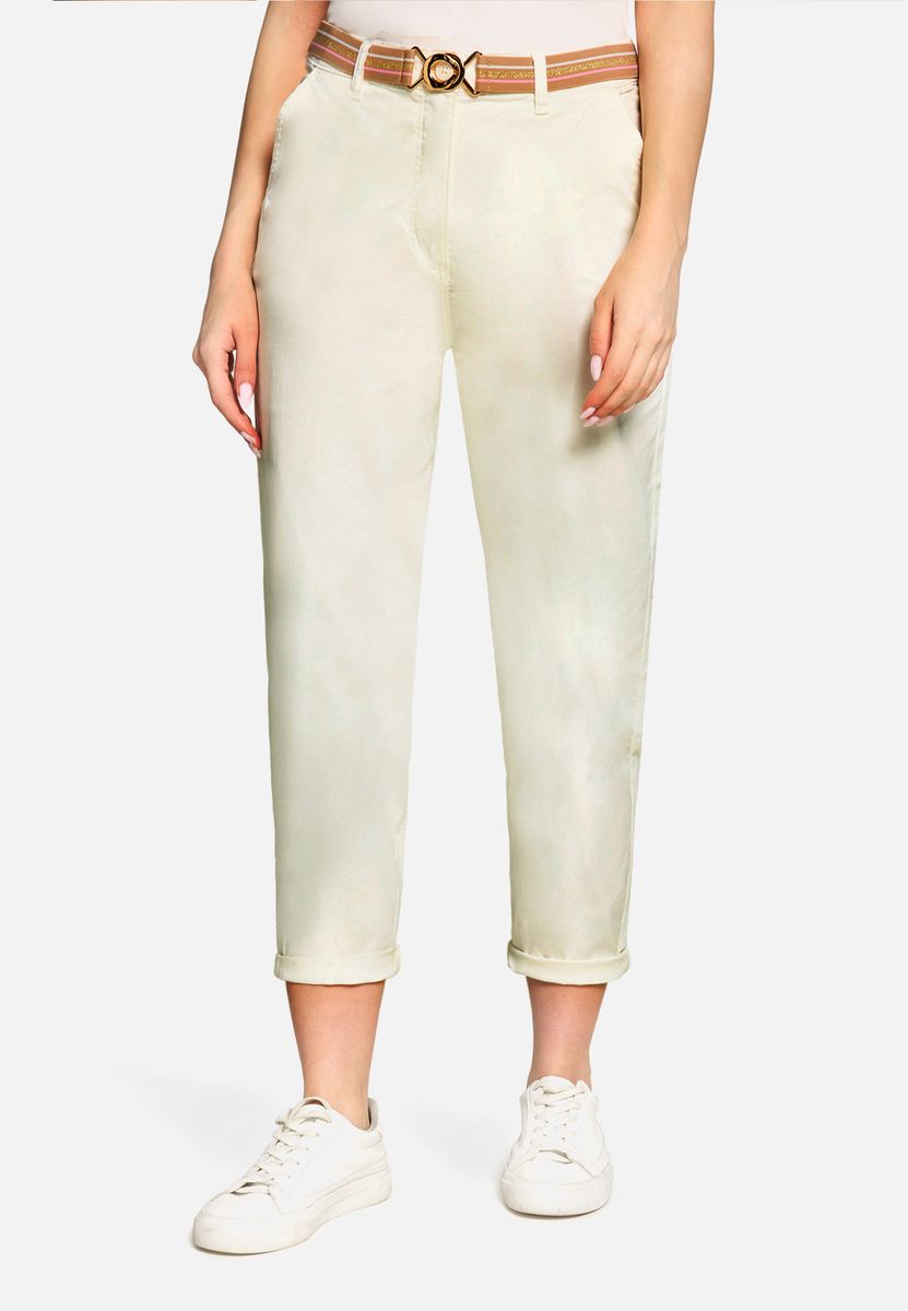 Slim Fit 7/8-Hose mit Gürtel