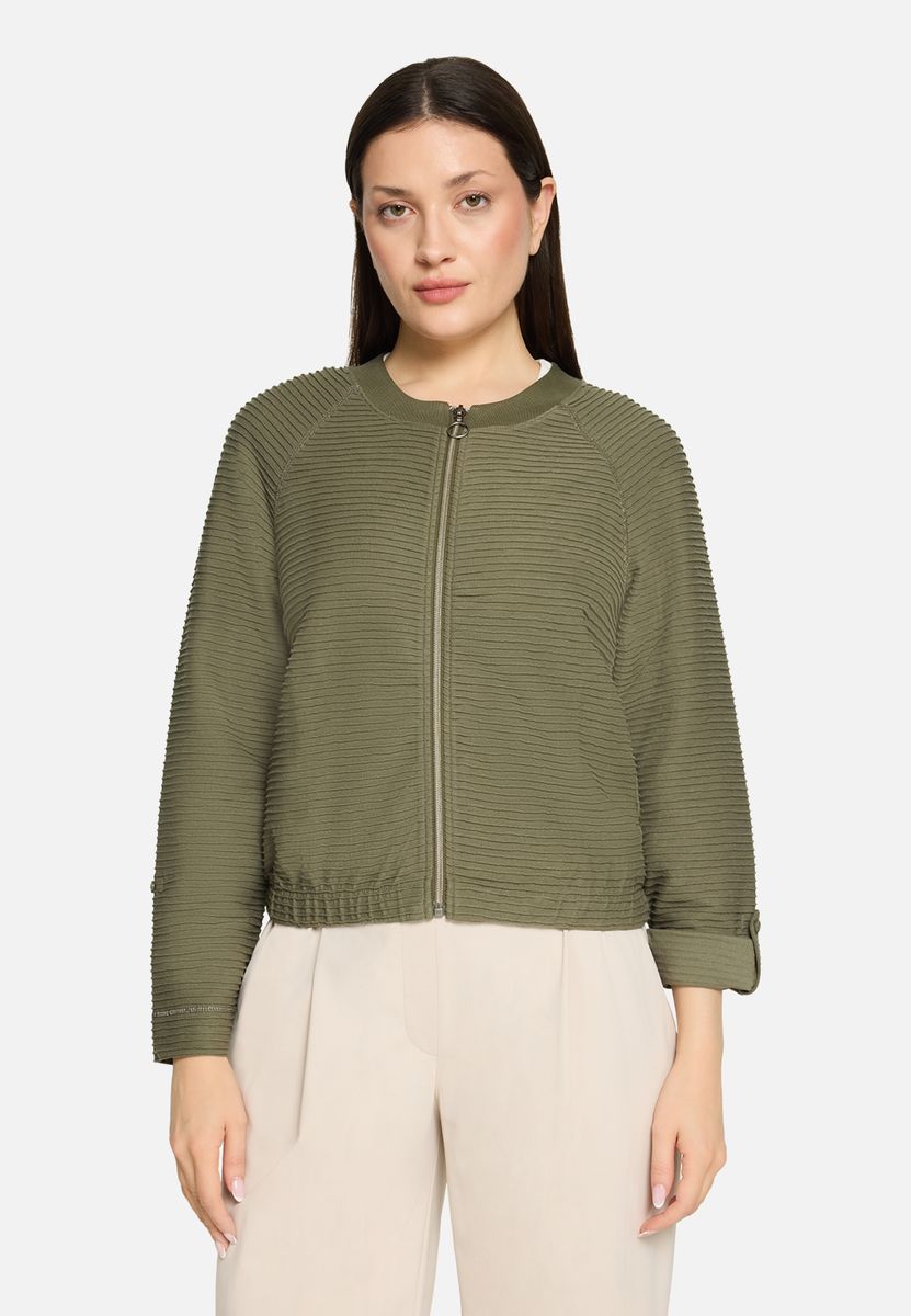 Casual-Jacke mit Rippenstruktur und Raglanärmeln