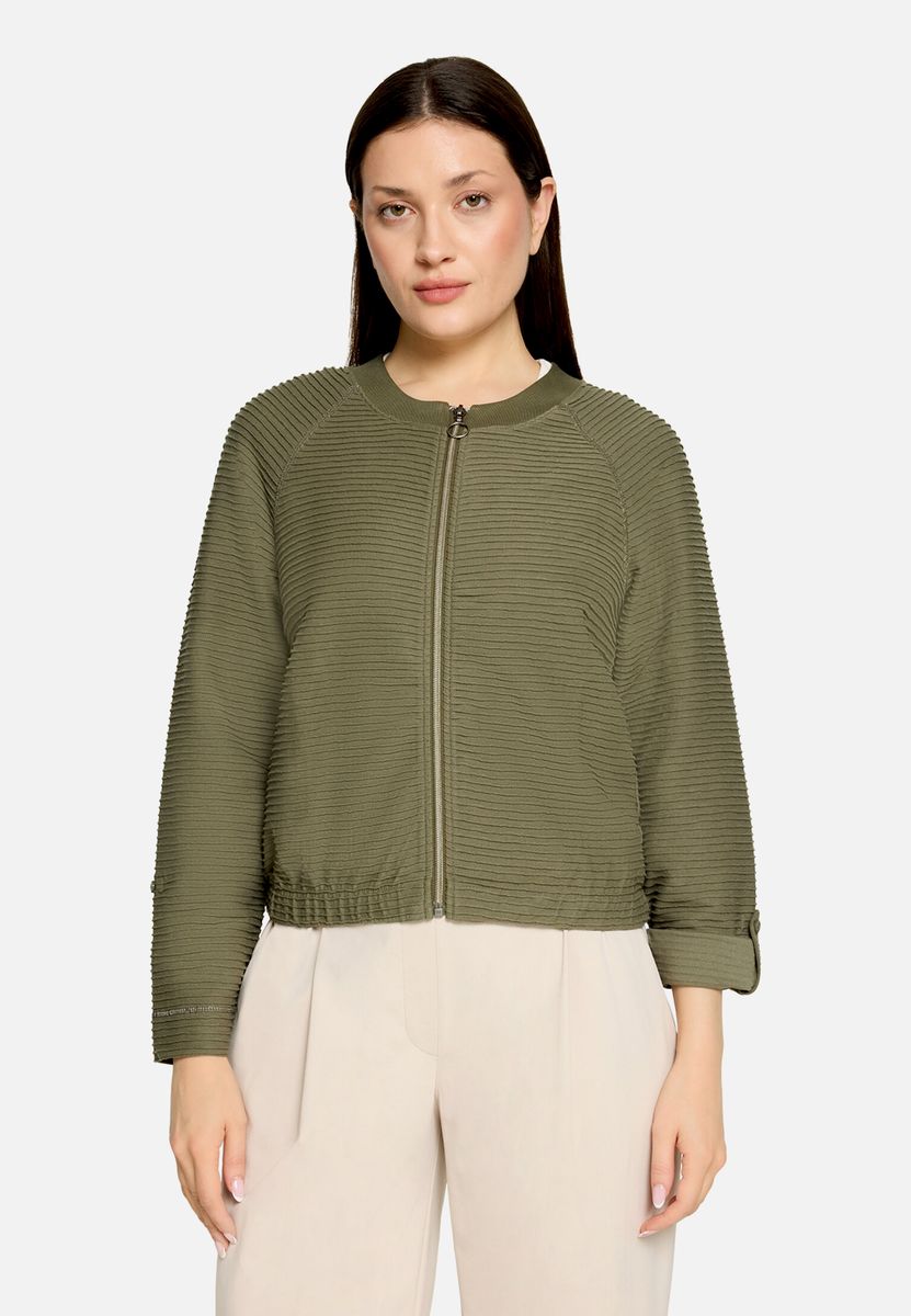 Casual-Jacke mit Rippenstruktur und Raglanärmeln