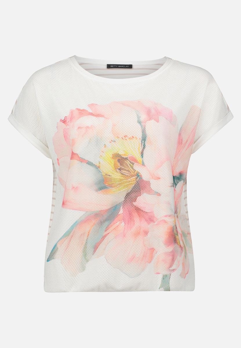 Kurzarm-Shirt mit floralem Mesh-Print