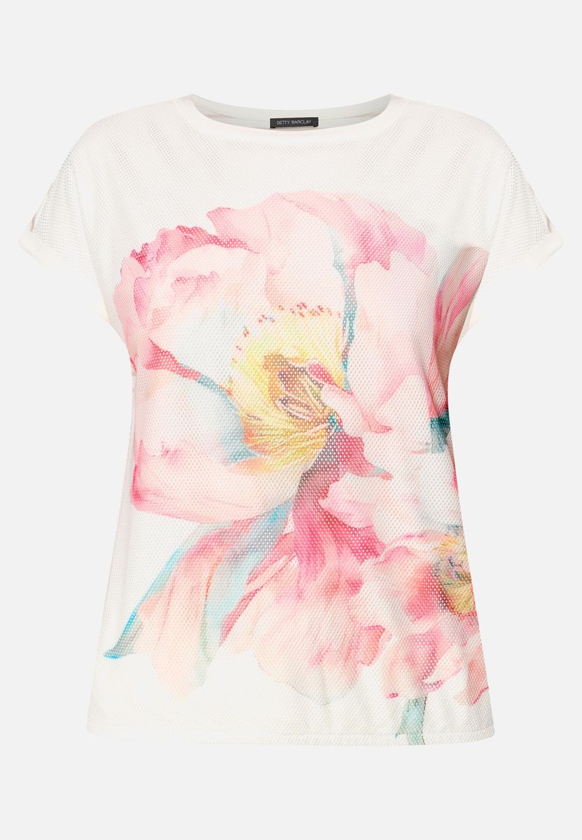 Kurzarm-Shirt mit floralem Mesh-Print