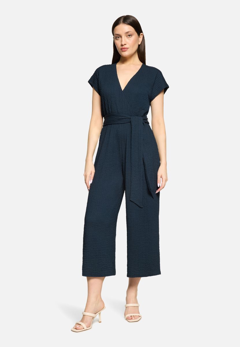 Strukturierter Culotte-Jumpsuit mit Wickelfront