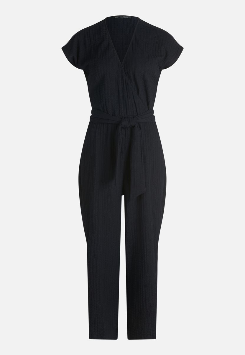 Strukturierter Culotte-Jumpsuit mit Wickelfront