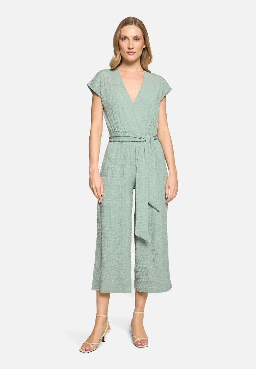 Strukturierter Culotte-Jumpsuit mit Wickelfront