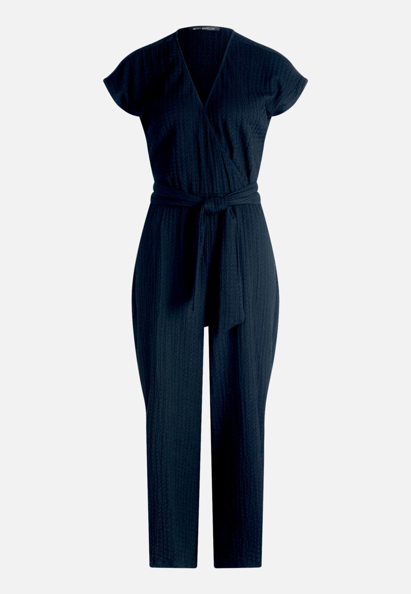 Strukturierter Culotte-Jumpsuit mit Wickelfront