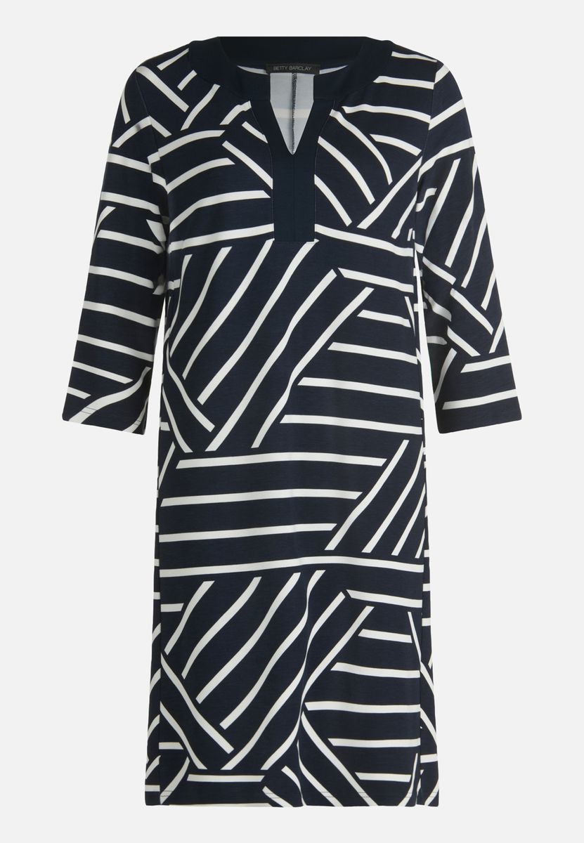 Jerseykleid mit geometrischem Streifenmuster