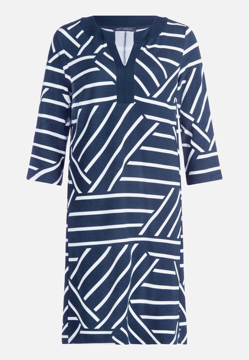 Jerseykleid mit geometrischem Streifenmuster