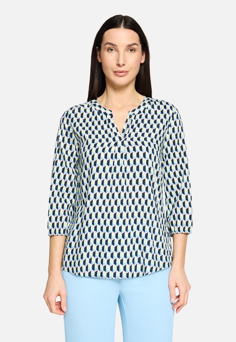Geometrisch gemusterte 3/4-Arm Bluse