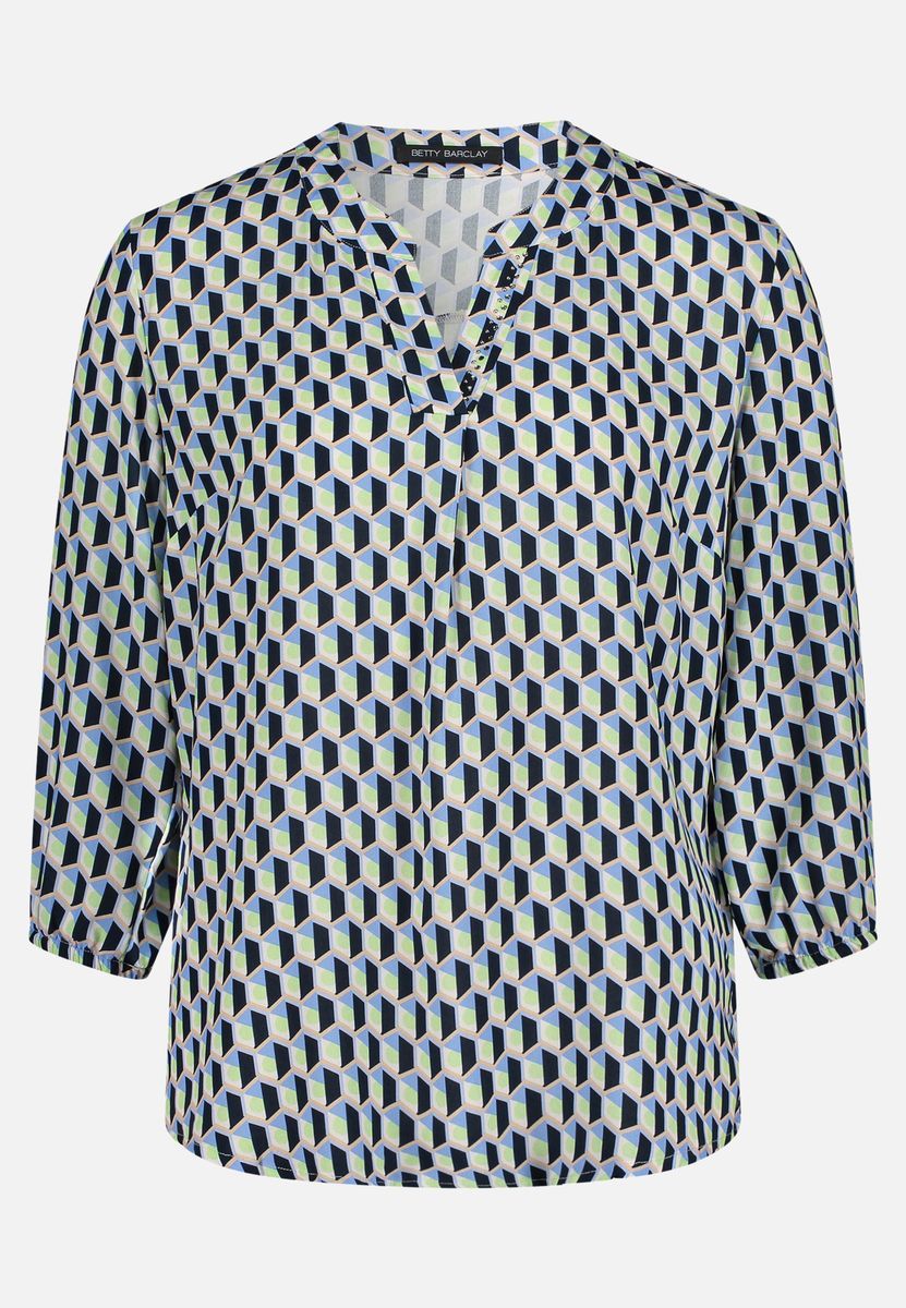 Geometrisch gemusterte 3/4-Arm Bluse