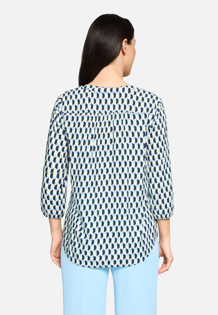 Geometrisch gemusterte 3/4-Arm Bluse