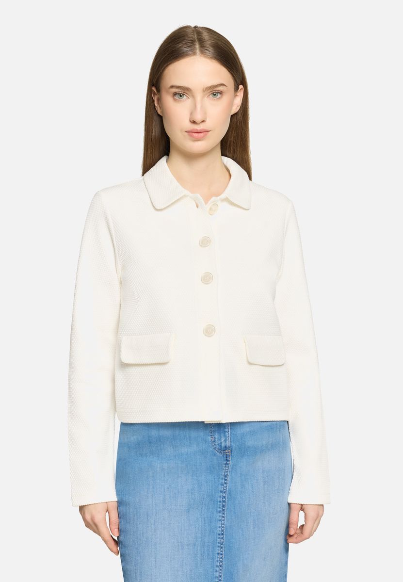 Strukturierte Sweatjacke mit Hemdkragen
