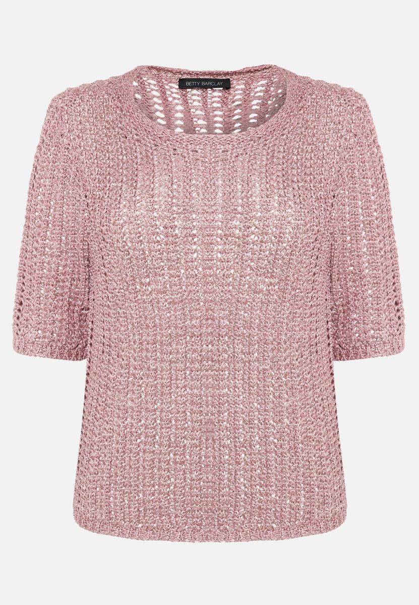 Ajour-Strickoberteil mit Metallic-Finish