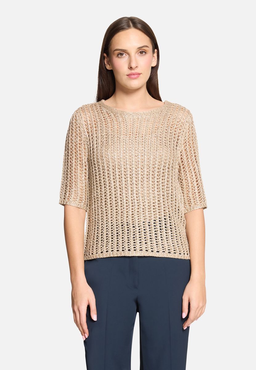 Ajour-Strickoberteil mit Metallic-Finish