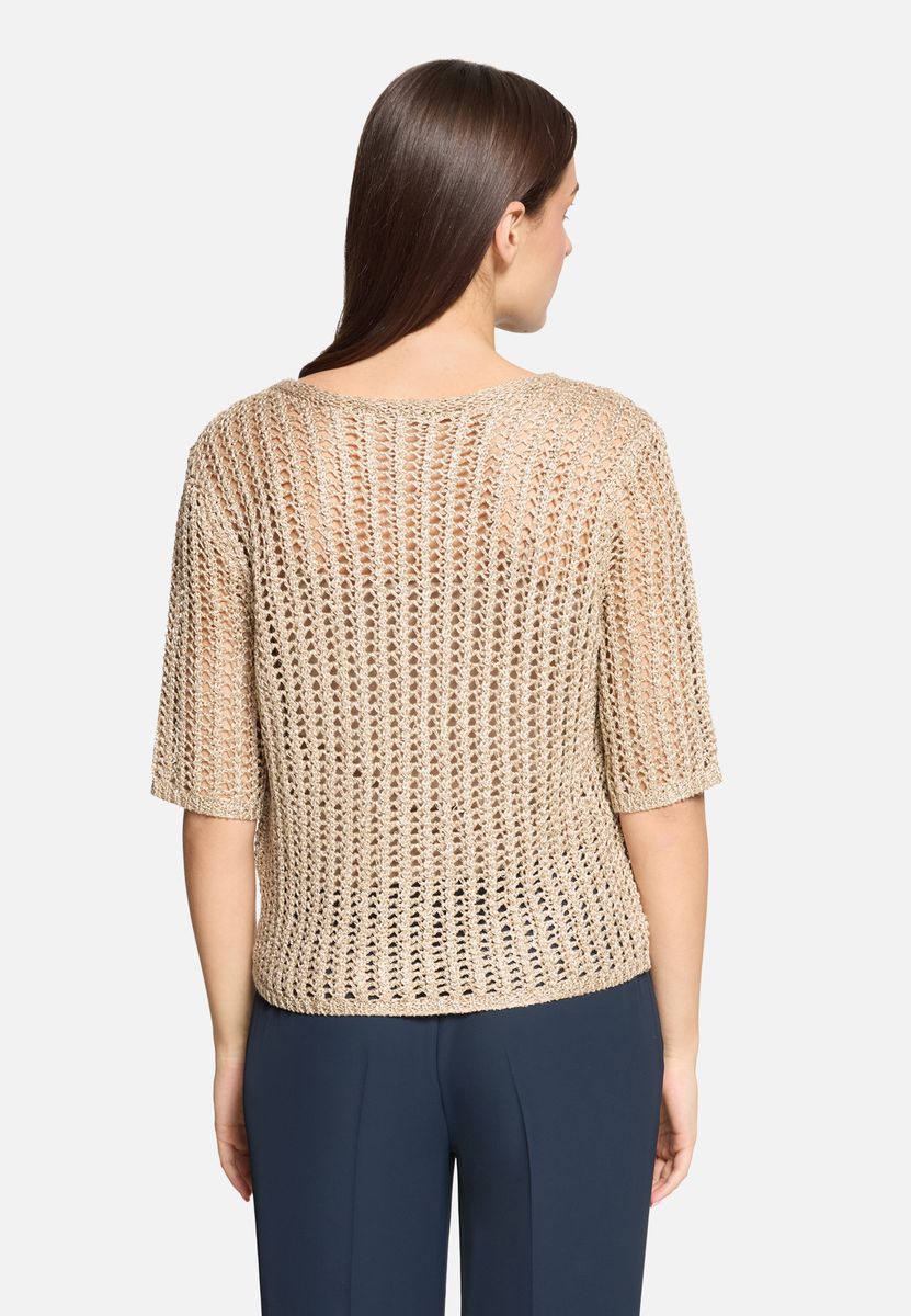 Ajour-Strickoberteil mit Metallic-Finish
