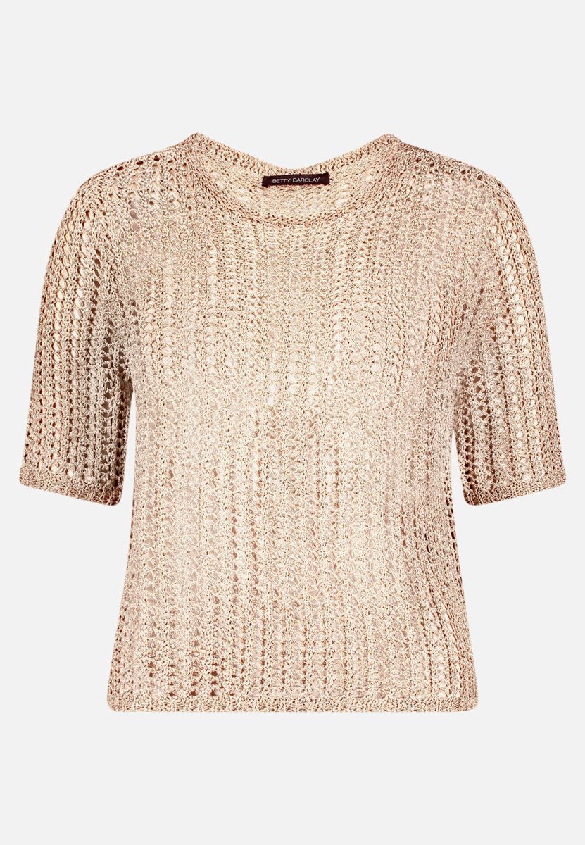 Ajour-Strickoberteil mit Metallic-Finish