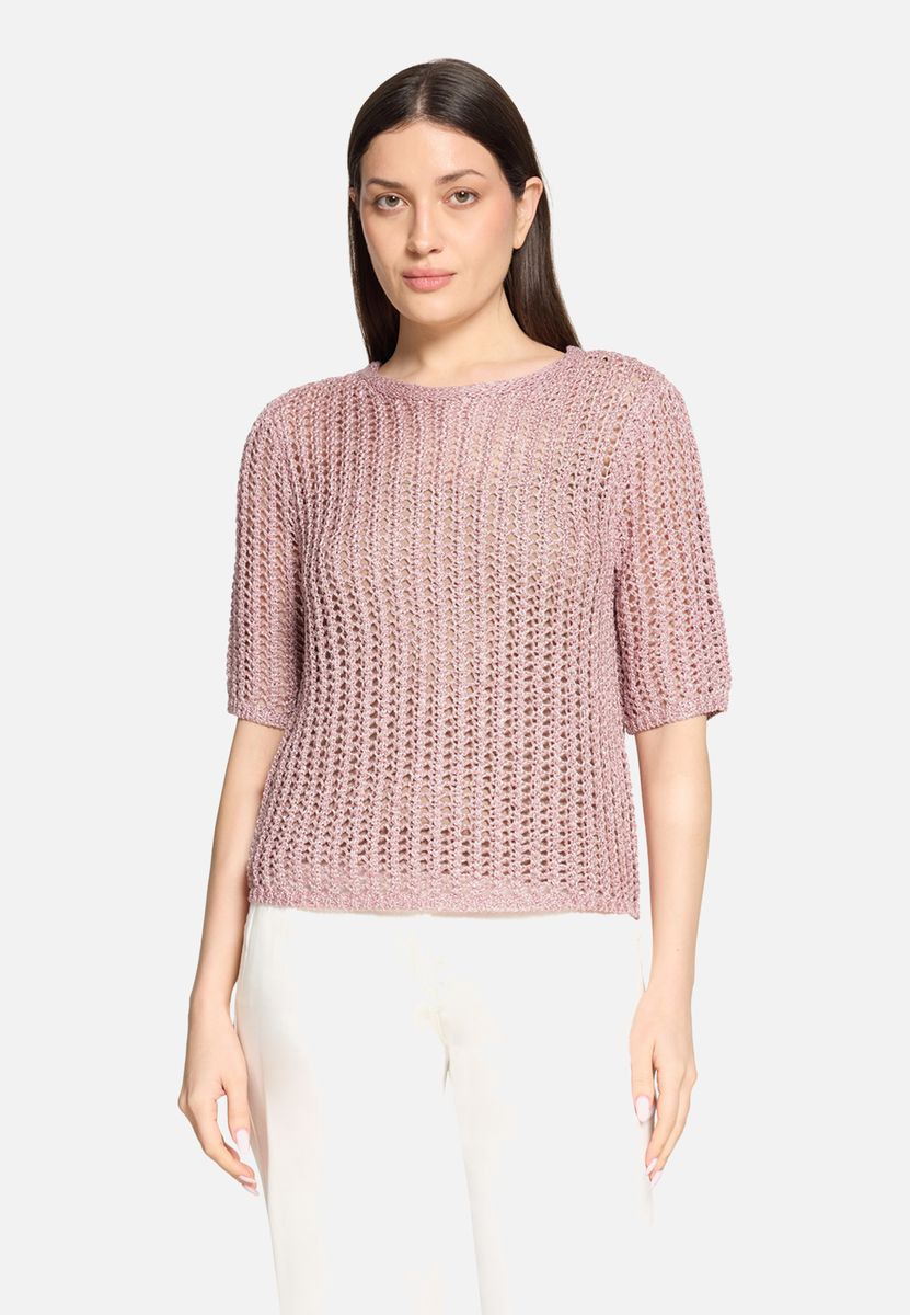 Ajour-Strickoberteil mit Metallic-Finish