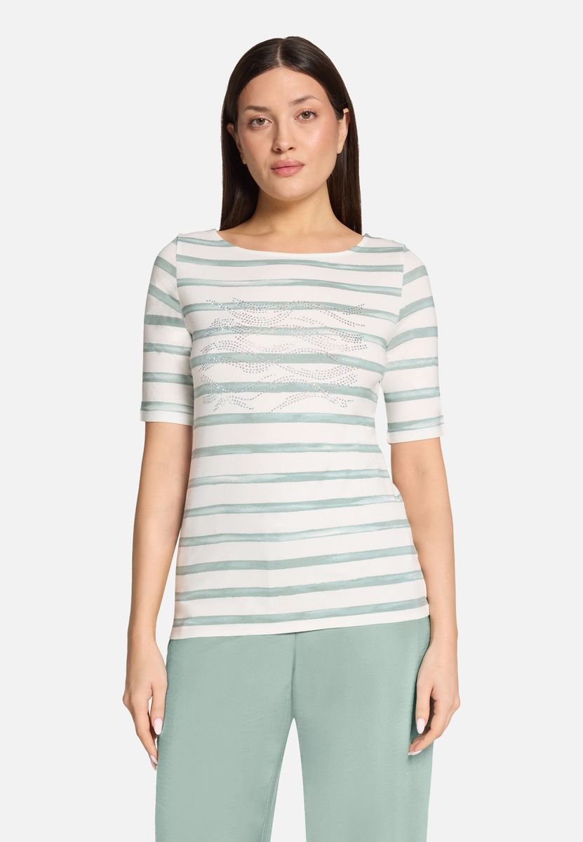 Gestreiftes Shirt mit U-Boot-Ausschnitt