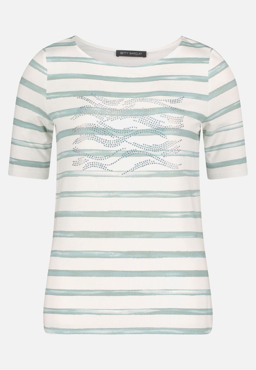 Gestreiftes Shirt mit U-Boot-Ausschnitt