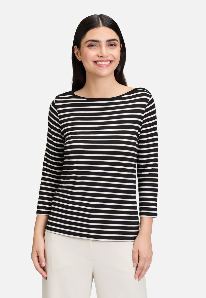 Gestreiftes Shirt mit U-Boot-Ausschnitt