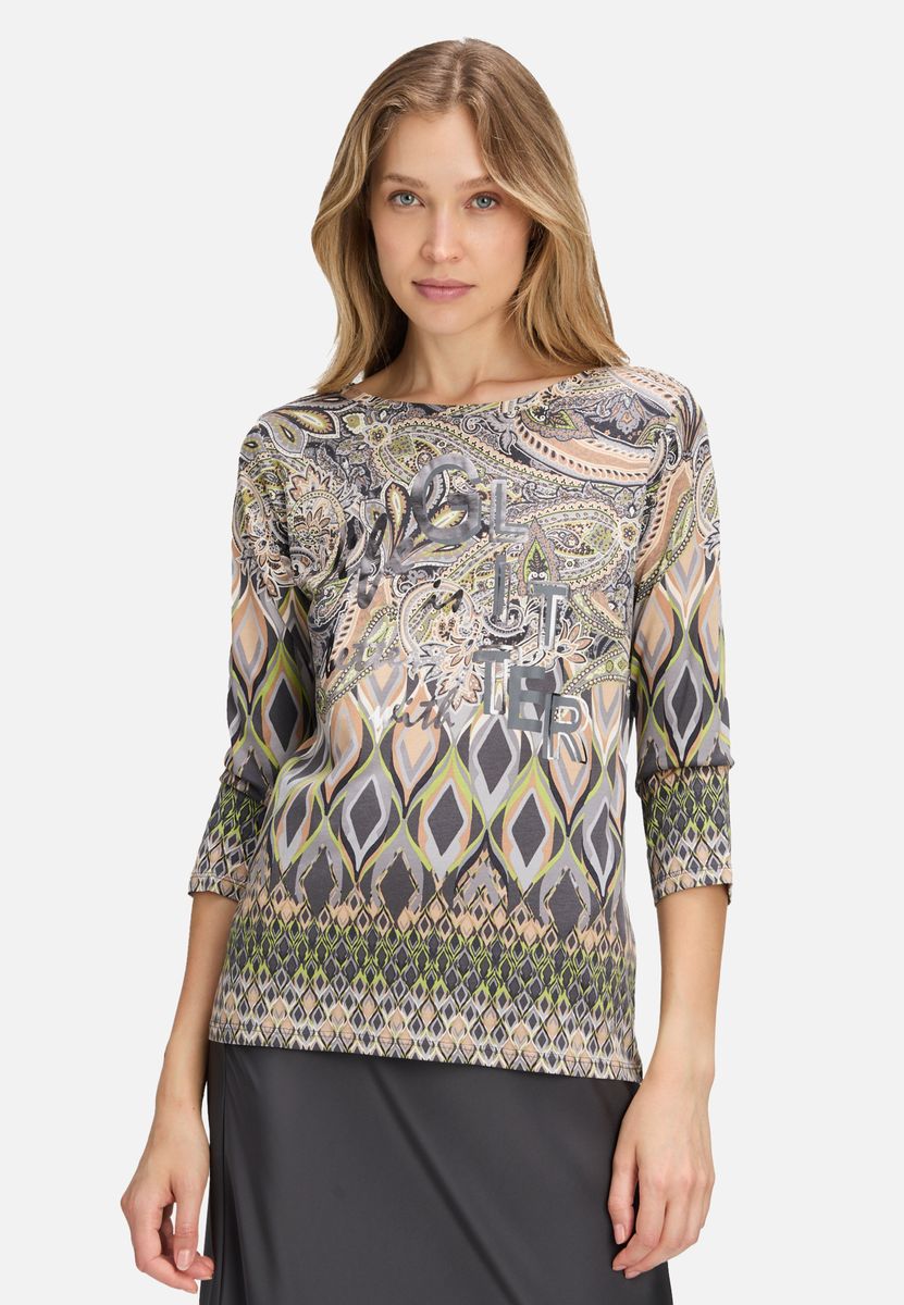 Gestreiftes Shirt mit U-Boot-Ausschnitt