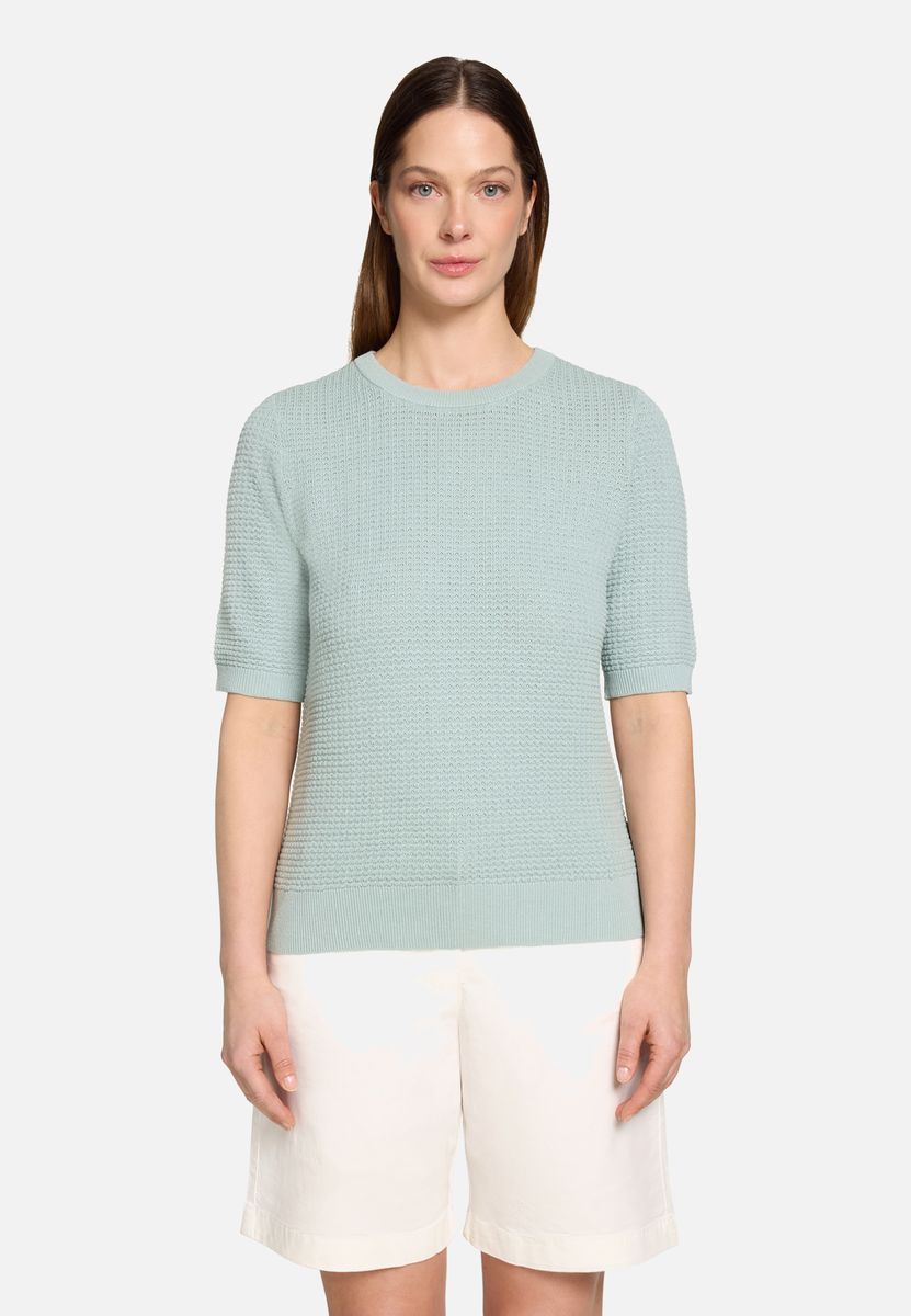 Kurzarm-Strickpullover mit Struktur