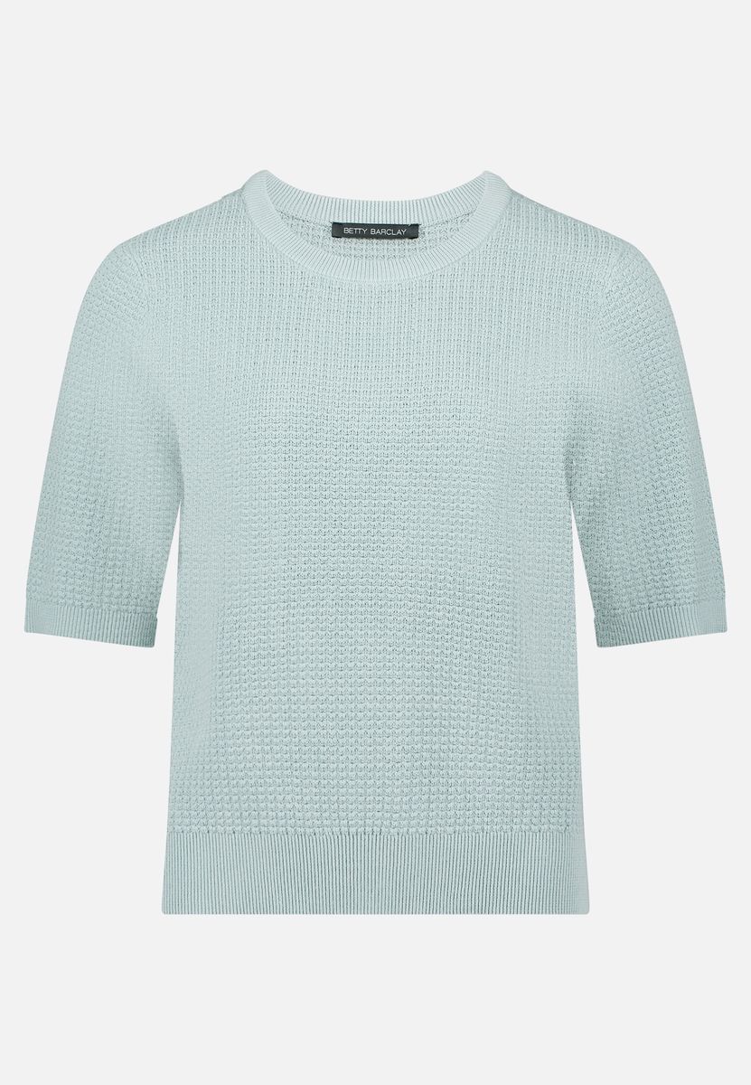 Kurzarm-Strickpullover mit Struktur