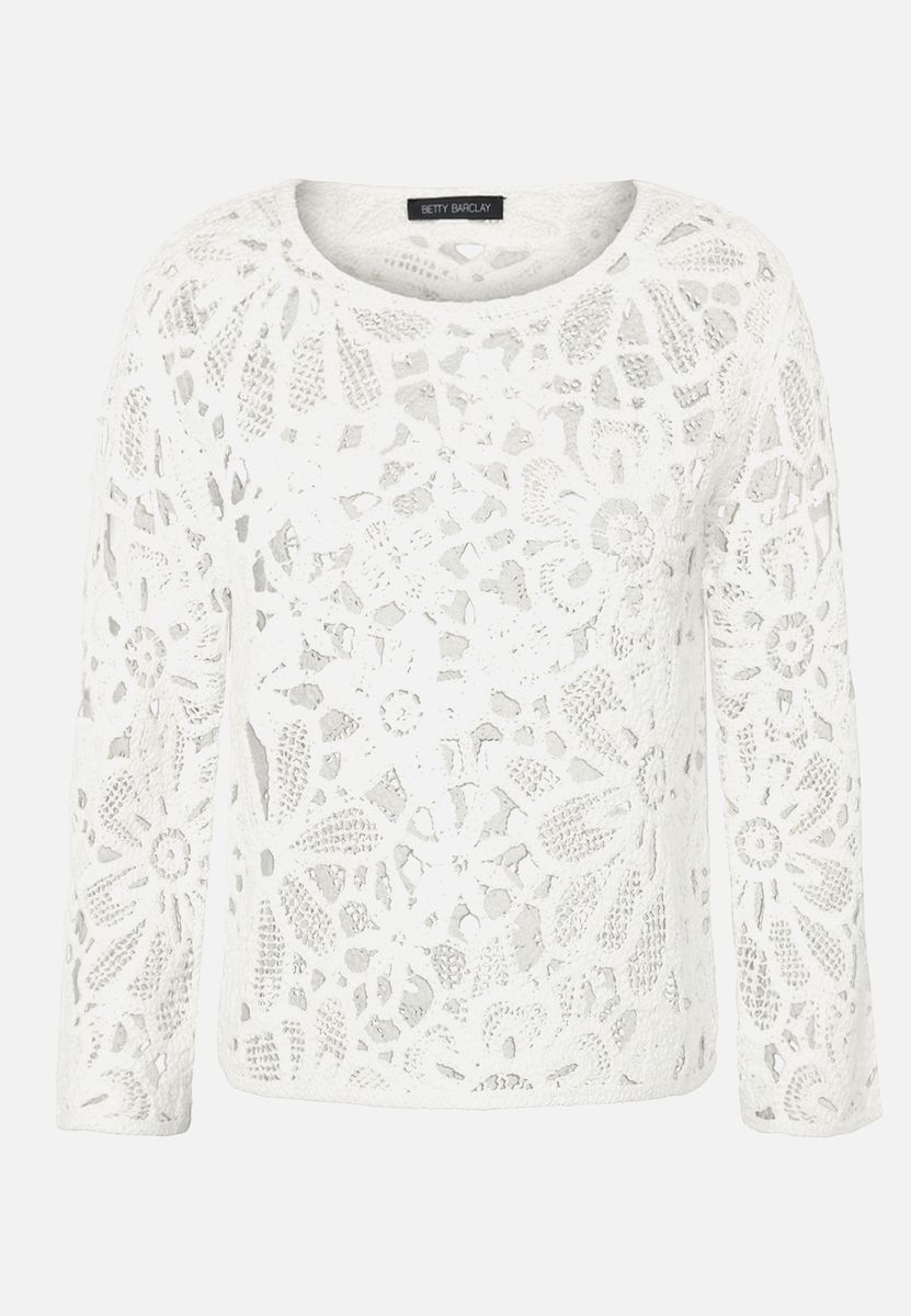 Floral gemusterter Häkelstrick-Pullover