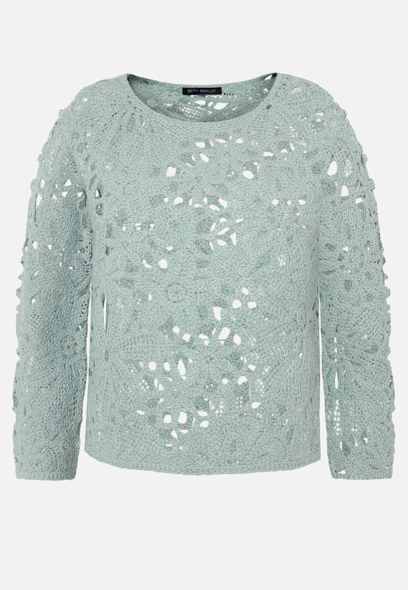 Floral gemusterter Häkelstrick-Pullover