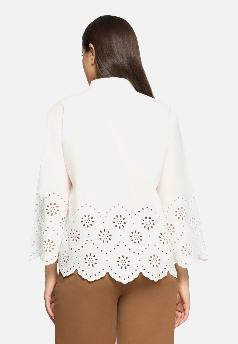 Baumwollbluse mit Lochstickerei am Saum