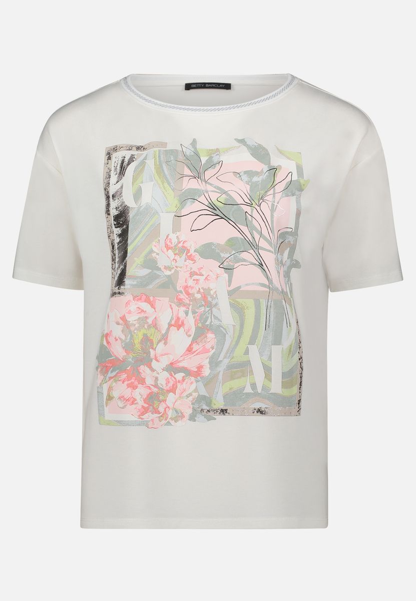 T-Shirt mit floralem Placement-Print