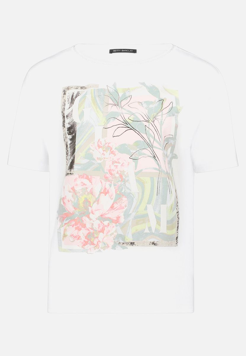 T-Shirt mit floralem Placement-Print