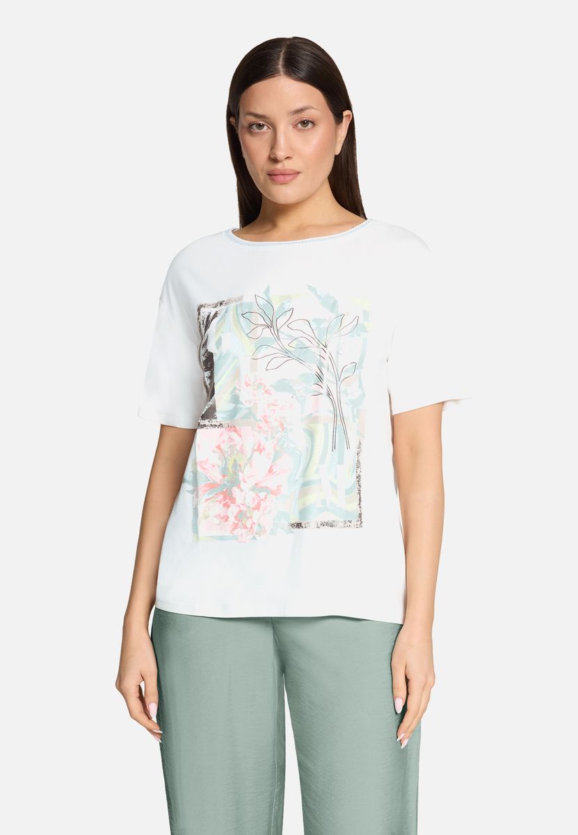 T-Shirt mit floralem Placement-Print