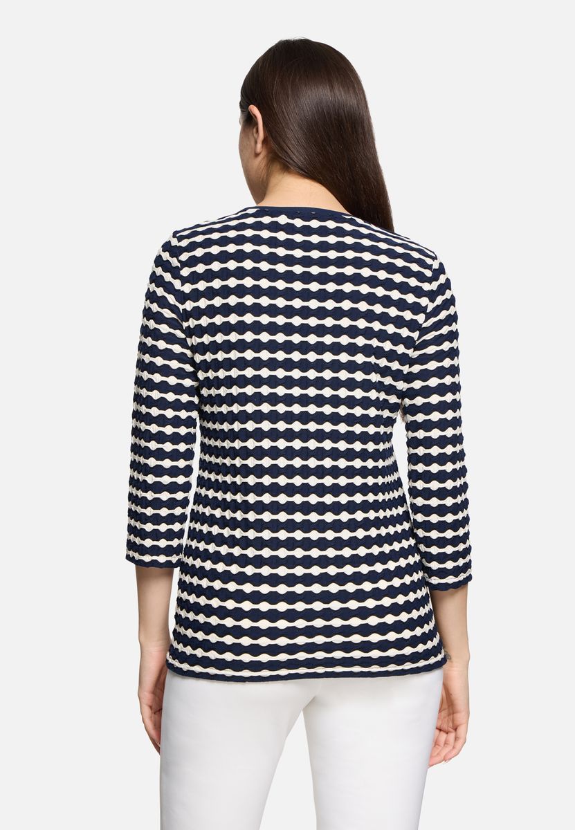 Gestreiftes Struktur-Shirt mit 3/4-Arm