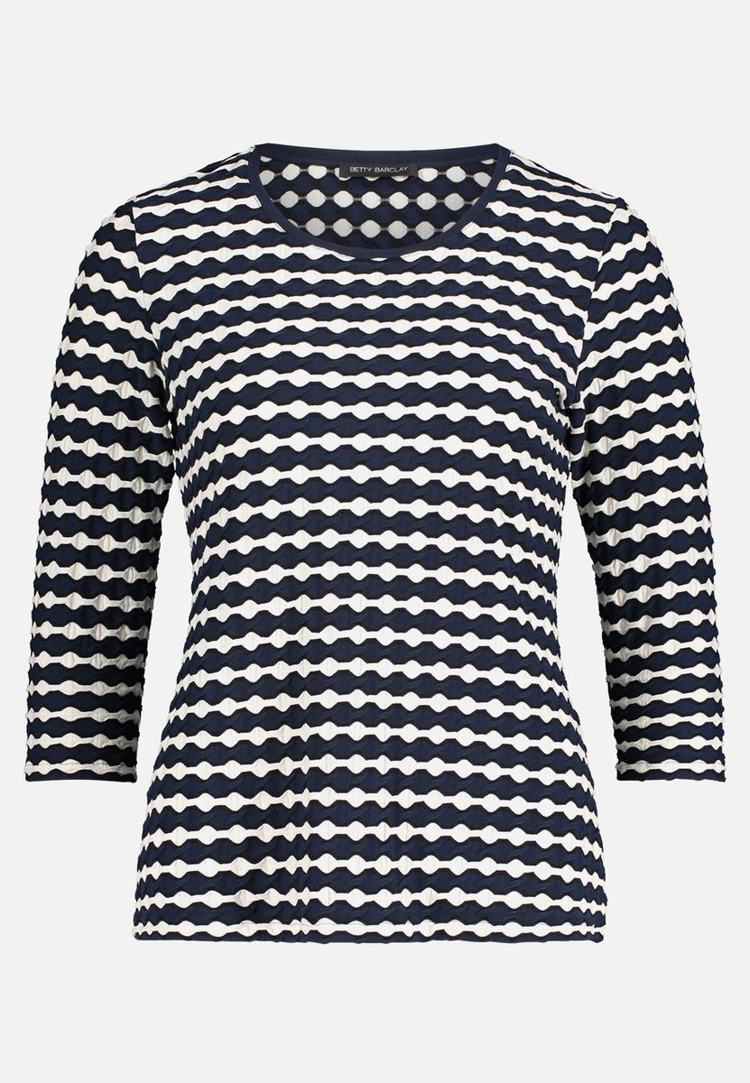 Gestreiftes Struktur-Shirt mit 3/4-Arm