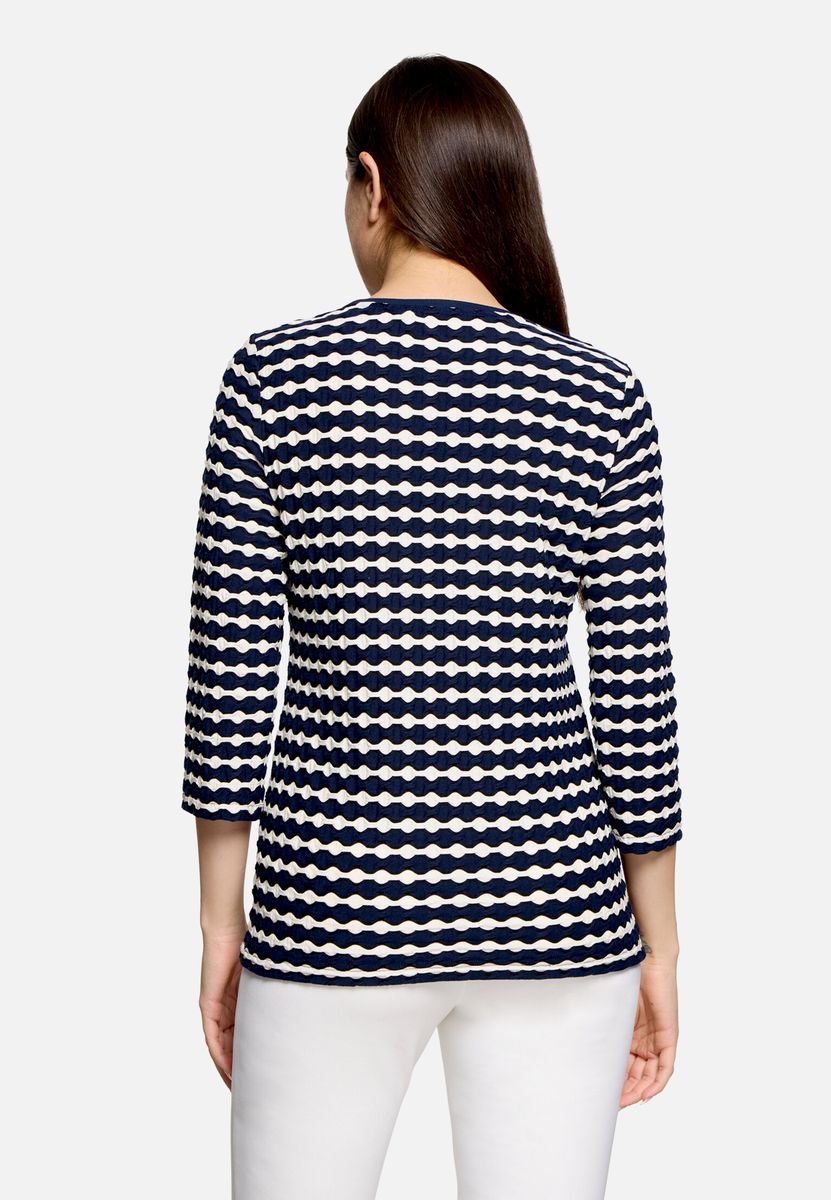 Gestreiftes Struktur-Shirt mit 3/4-Arm