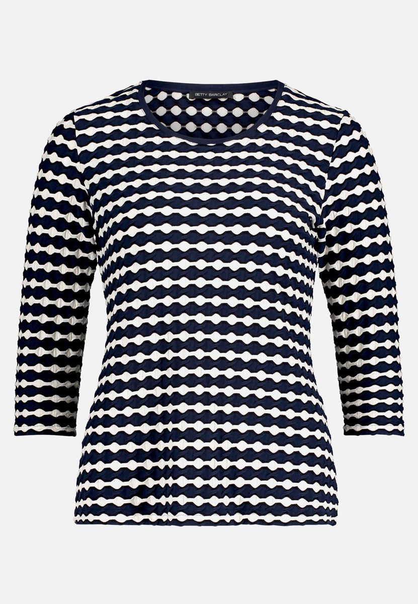 Gestreiftes Struktur-Shirt mit 3/4-Arm