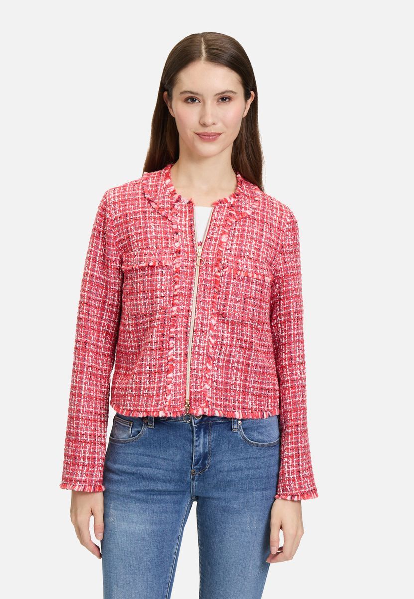 Eleganter Tweed-Reißverschluss mit Fransen