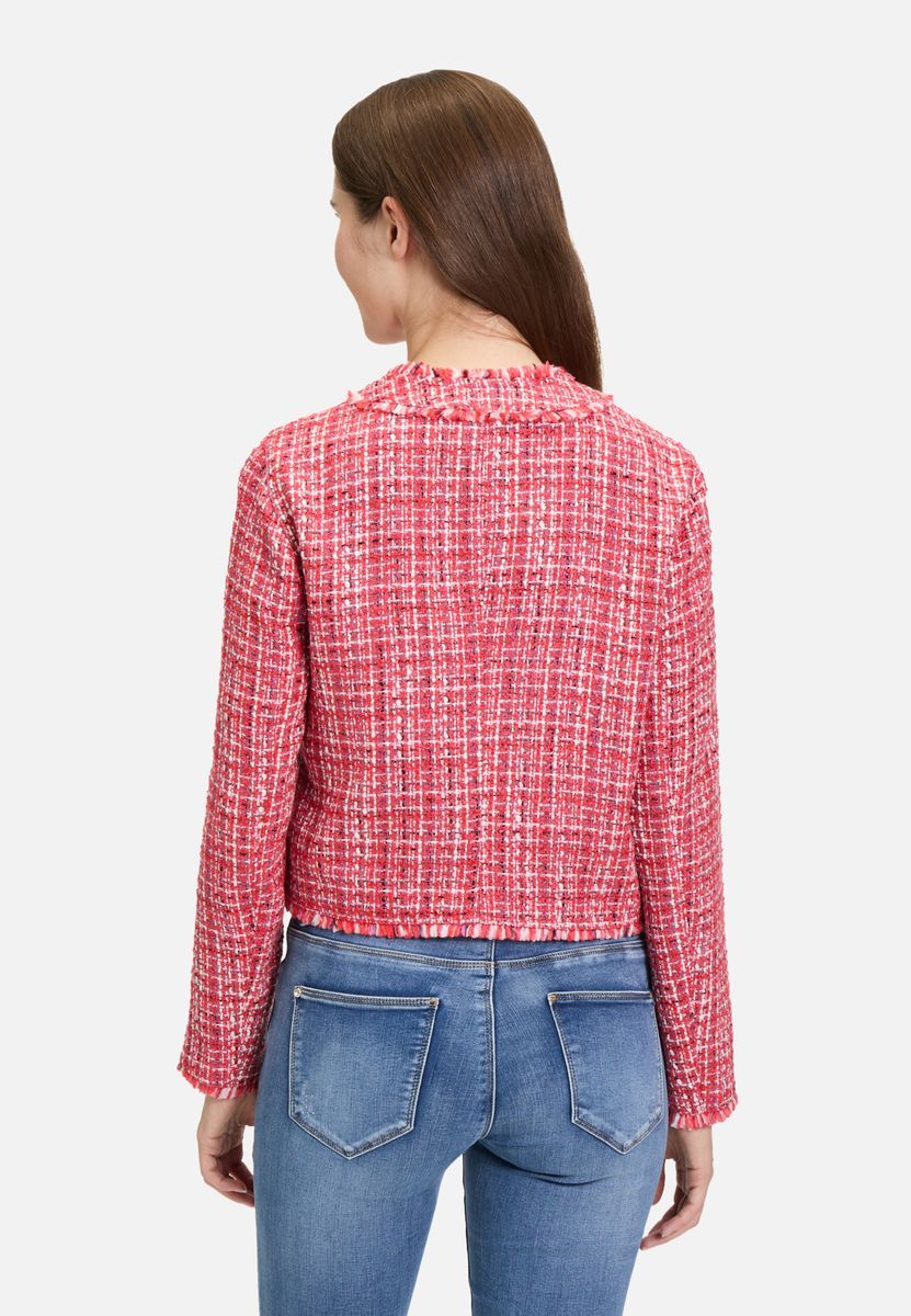 Eleganter Tweed-Reißverschluss mit Fransen