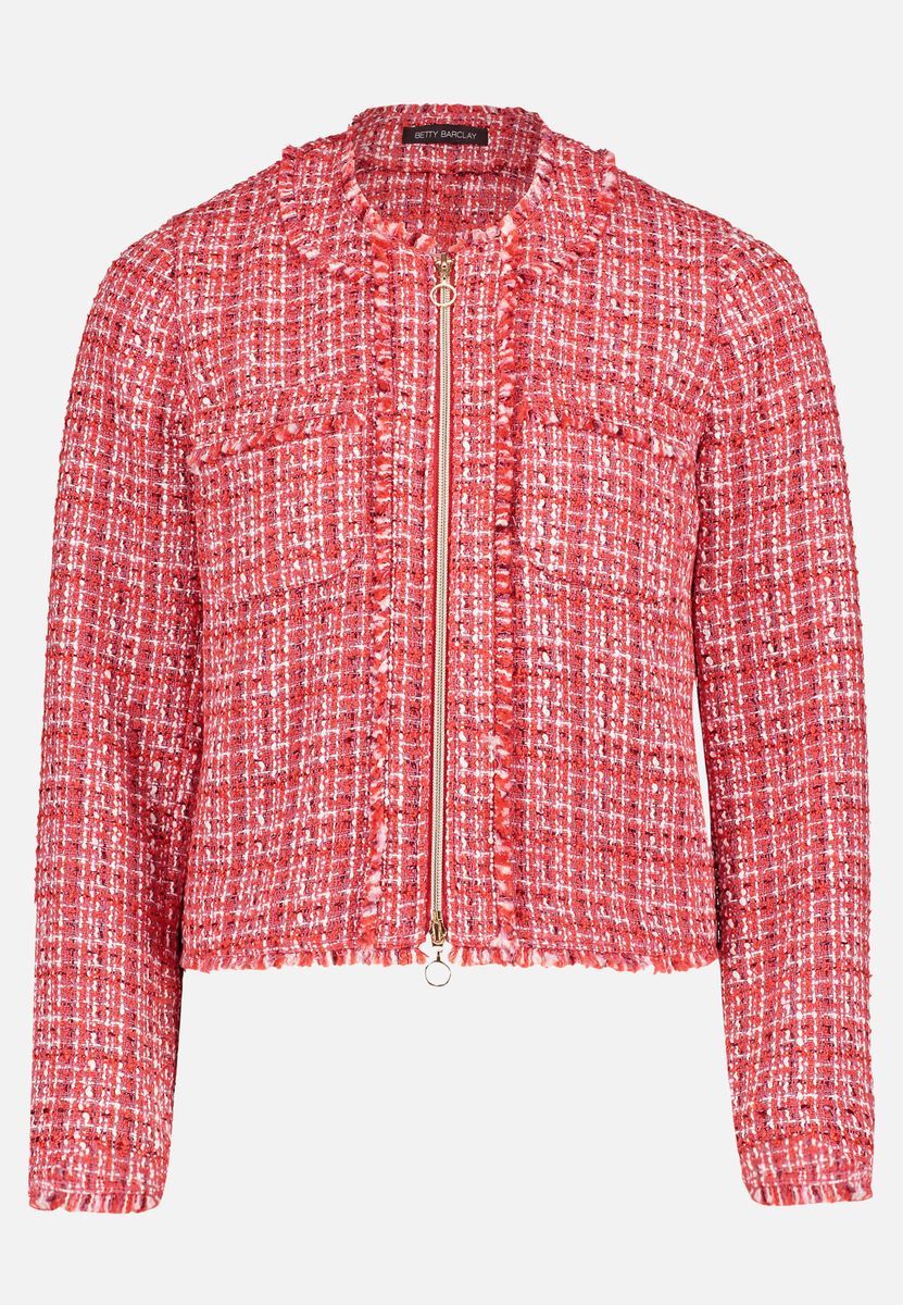 Eleganter Tweed-Reißverschluss mit Fransen
