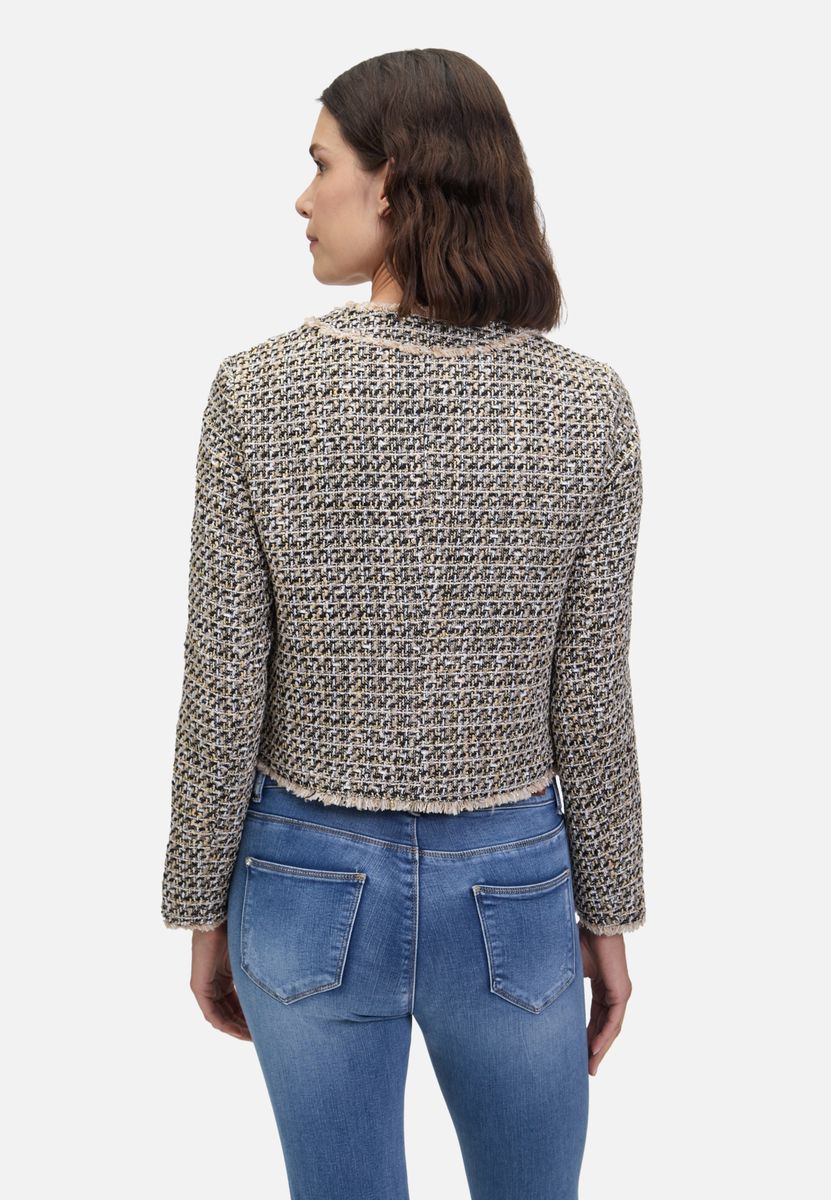 Eleganter Tweed-Reißverschluss mit Fransen
