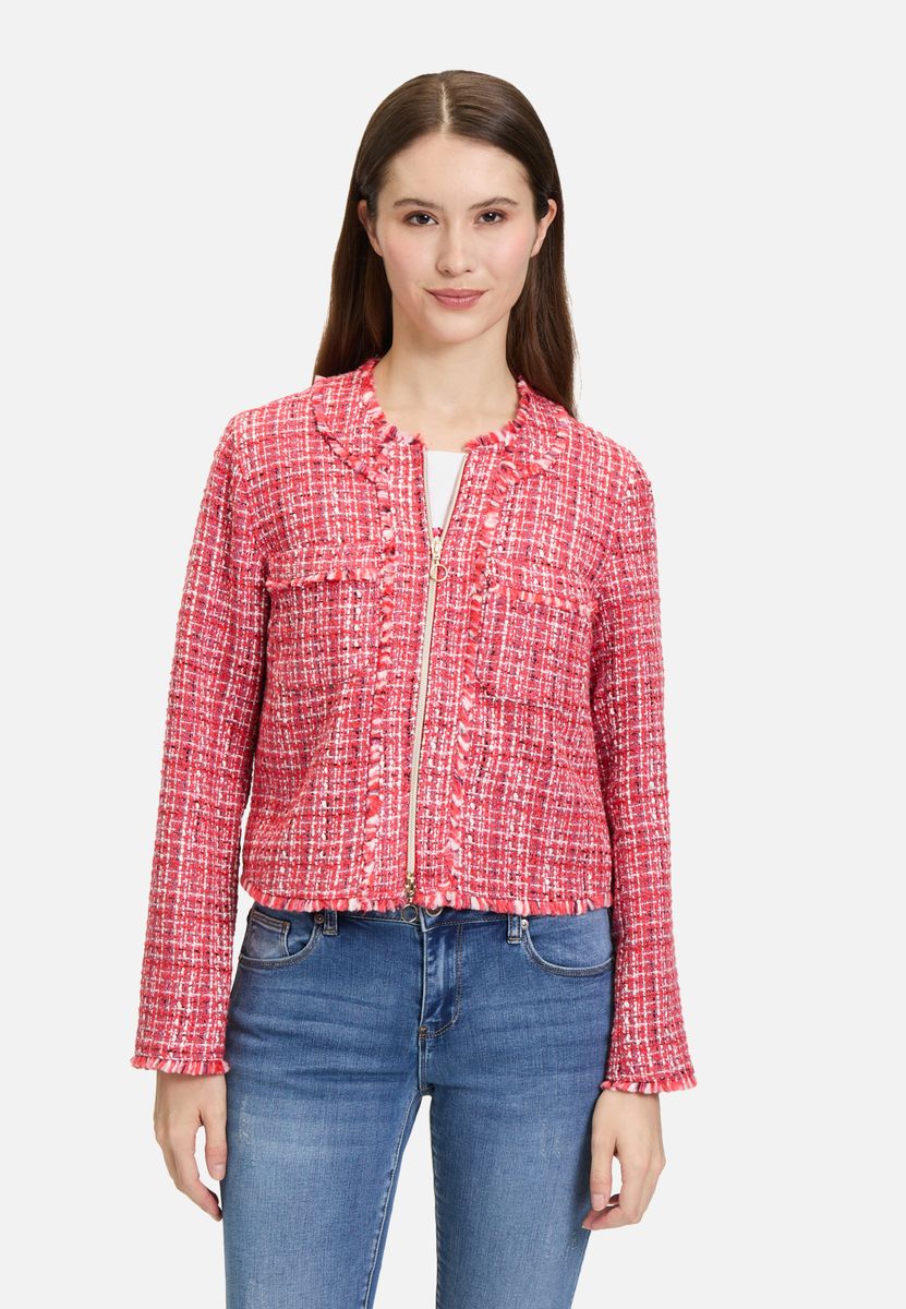 Eleganter Tweed-Reißverschluss mit Fransen