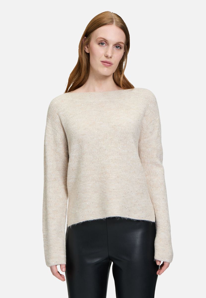 Strukturierter Strickpullover mit Dezentem Glanz